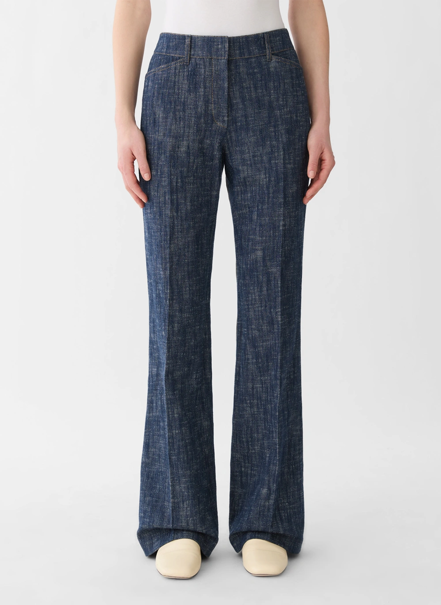 Denim-Effect Twill Reade Flare Pant - Lafayette 148 New York