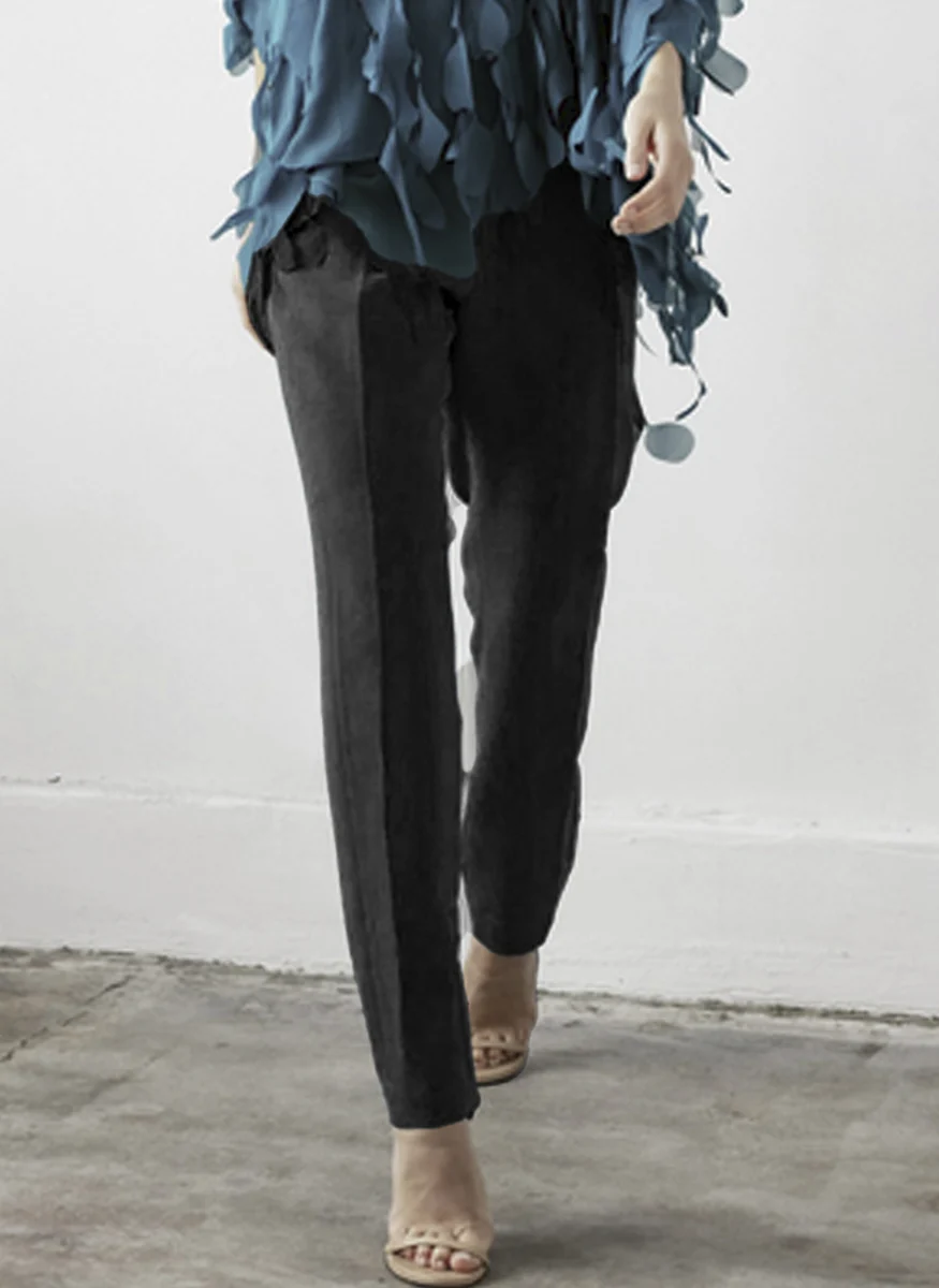 Slim Leg Pull-On Pant in Black Silk Crepe