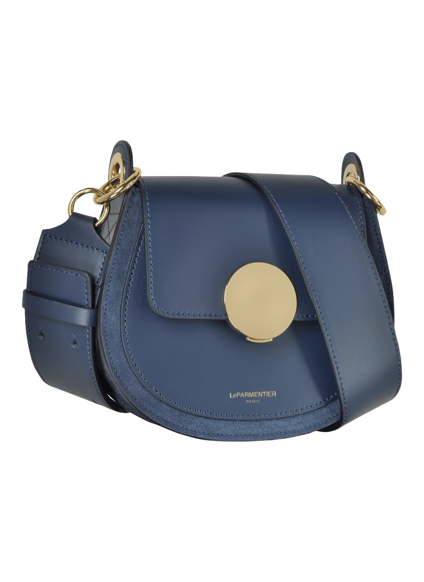 Yucca Suede and Leather Shoulder Bag in Navy - LEPARMENTIER