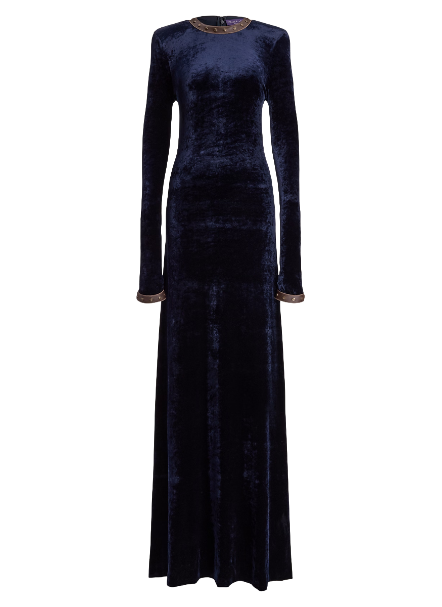 Nancie Velour Evening Dress - Ralph Lauren Collection
