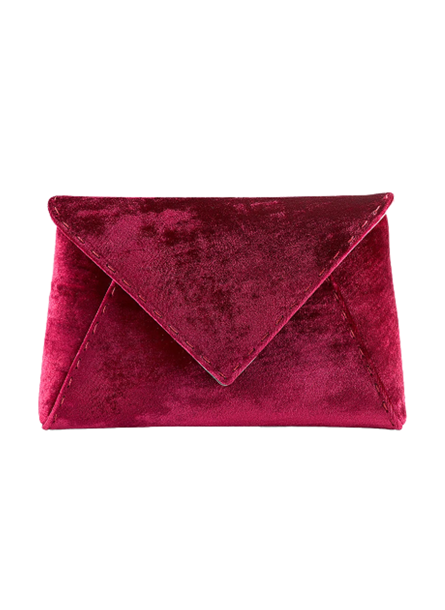 Lee Small Crushed Velvet Clutch in Deep Garnet