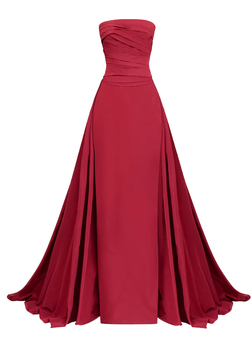 Faille Strapless Draped Gown