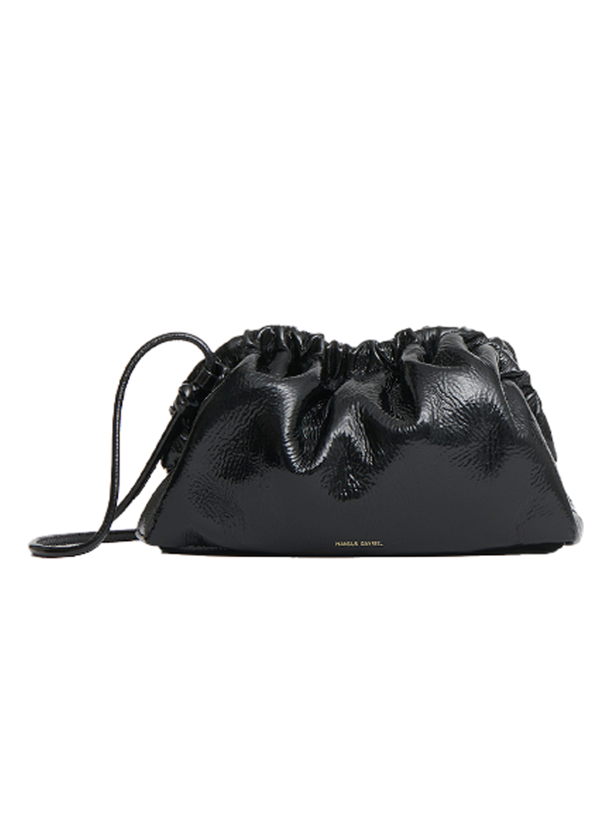 Mini Cloud Laminated Black Leather Bag