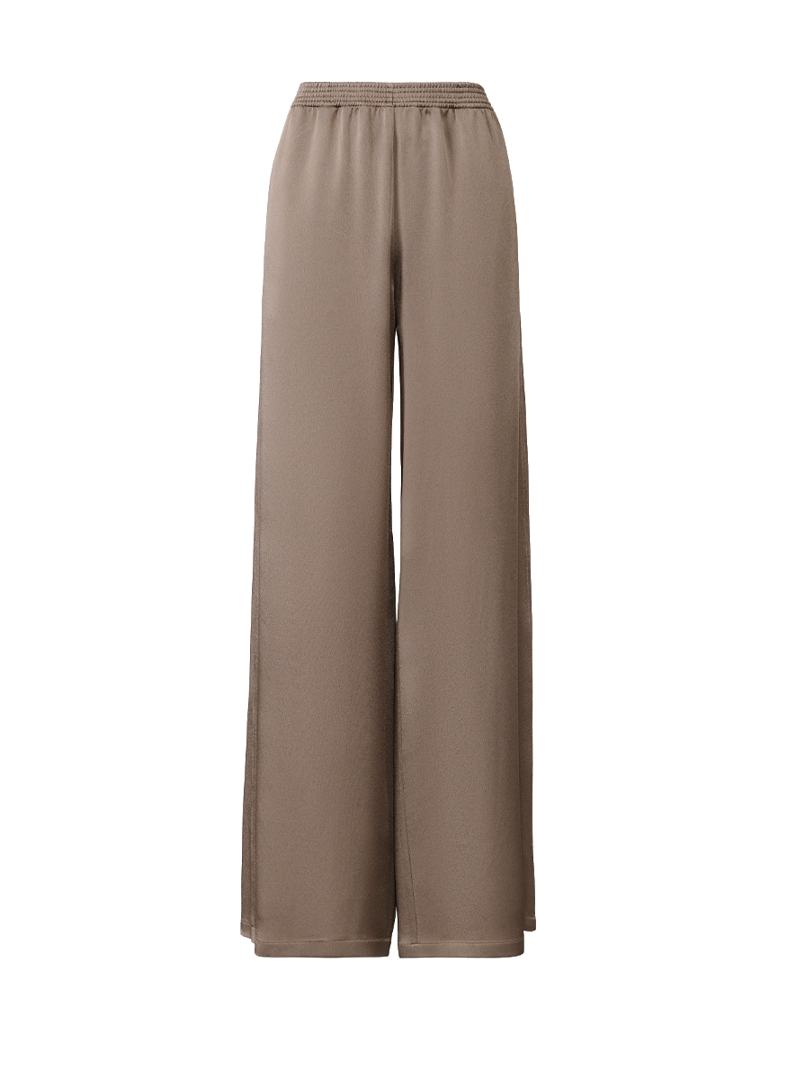 Enver Satin Wide Leg Trousers in Falcon - Fabiana Filippi