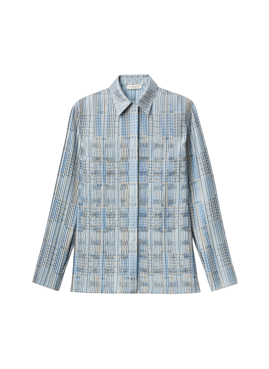 Basketweave Plisse Blouse - Lafayette 148 New York