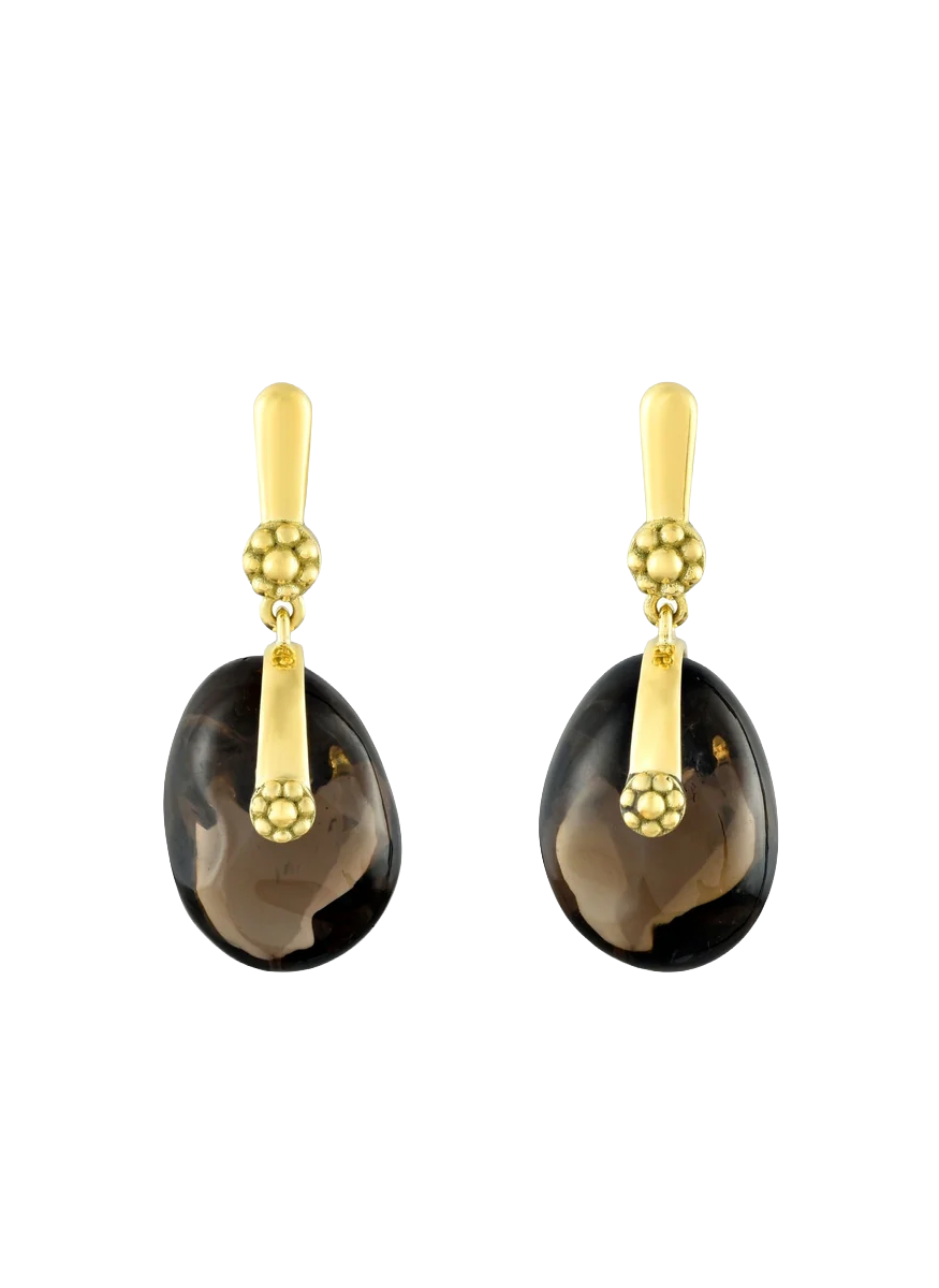 Colors Tumbler Ear Pendants in Smokey Quartz - Van Gelder