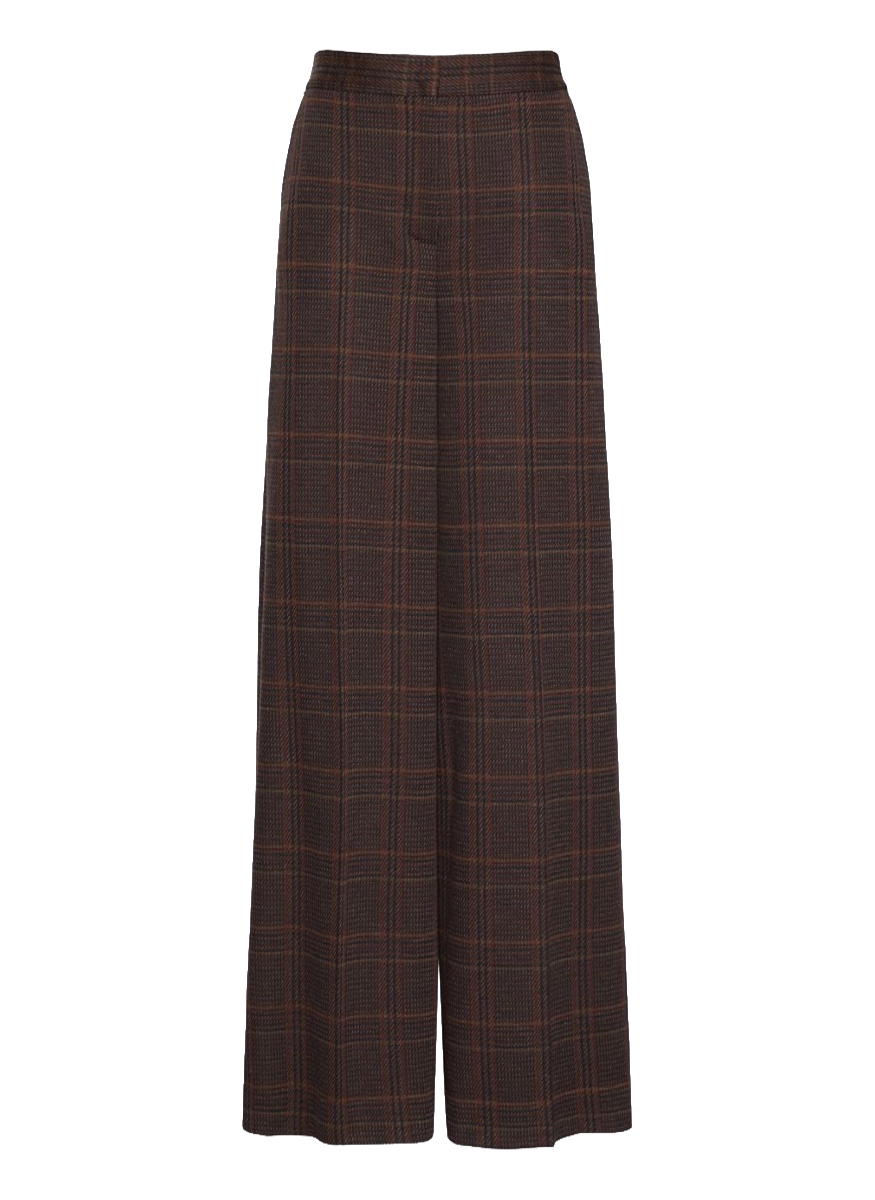 Wide Glen Plaid Jersey Trousers