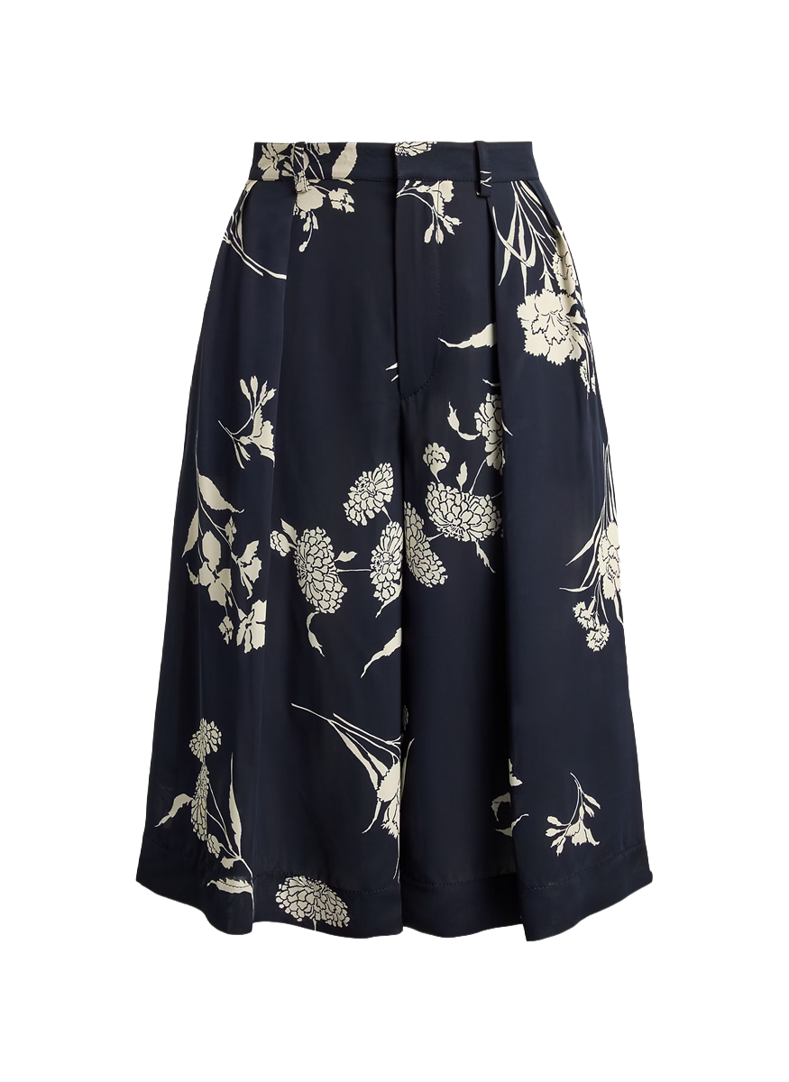 Averey Wild Flower Printed Pleated Shorts - Ralph Lauren Collection