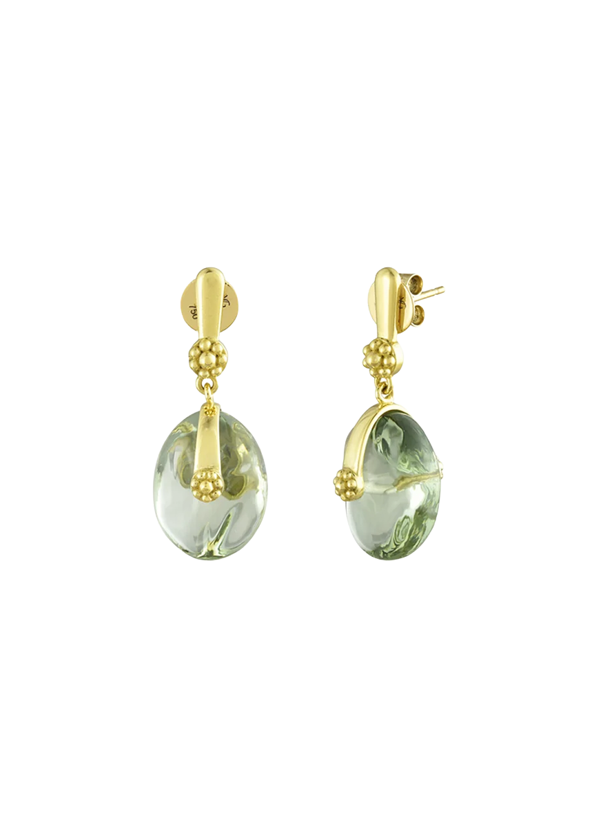 Colors Tumbler Ear Pendants in Green Amethyst - Van Gelder