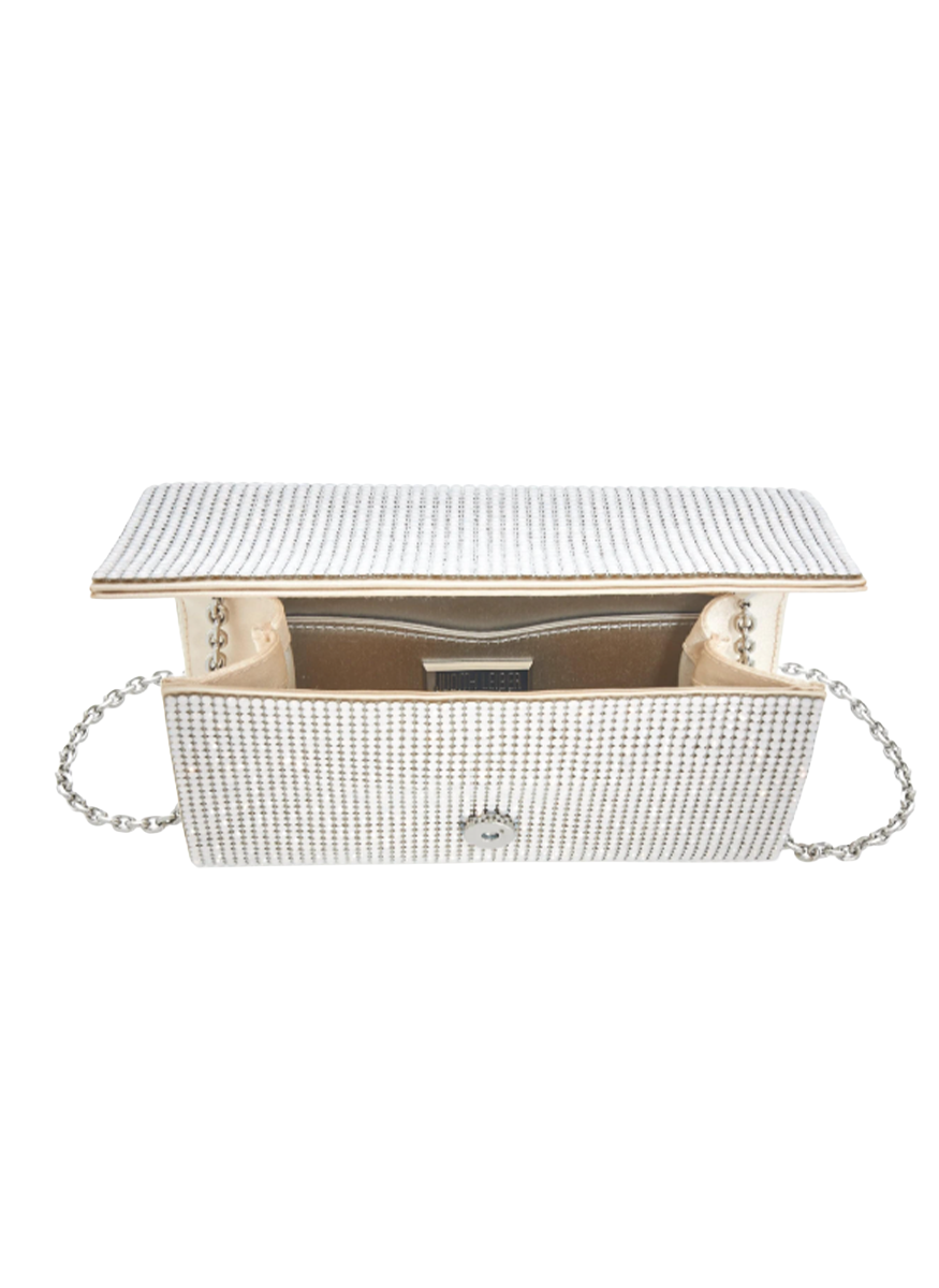 Fizzy Crystal Clutch in White Opal - Judith Leiber Couture