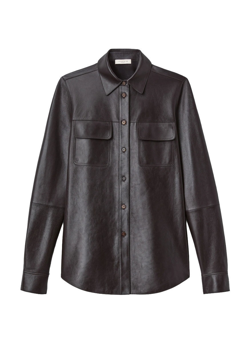 Nappa Leather Flap Pocket Shirt - Lafayette 148 New York