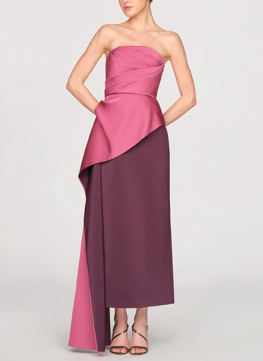 Diane Strapless Two Tone Gown - THEIA