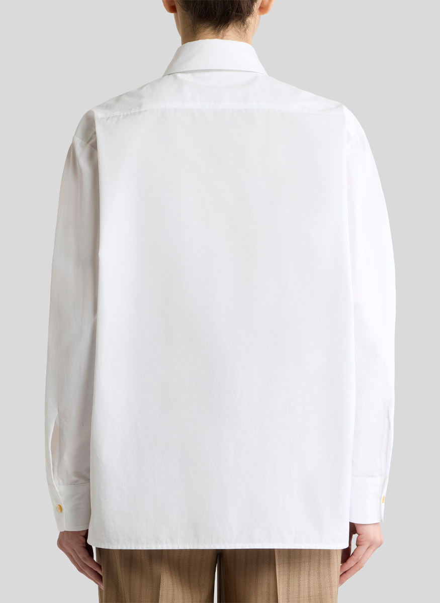 Cotton and Silk Shirt with Placed Floral Print on the Front - ETRO