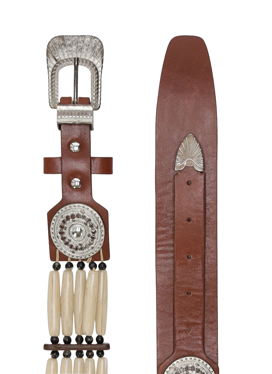 Tamika Calf Leather Belt with Beads and Studs - Fortela