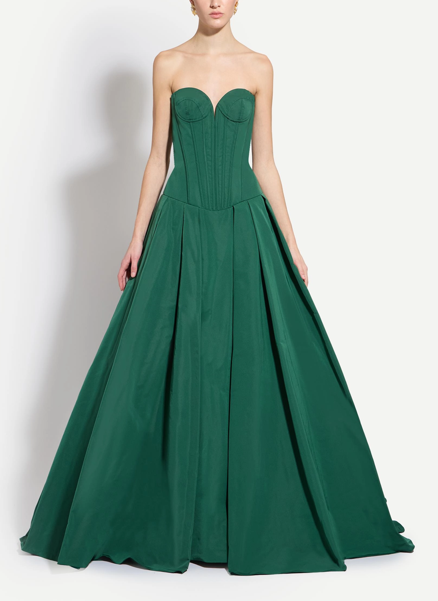 Faille Corset Top Wide Long Dress - Zuhair Murad
