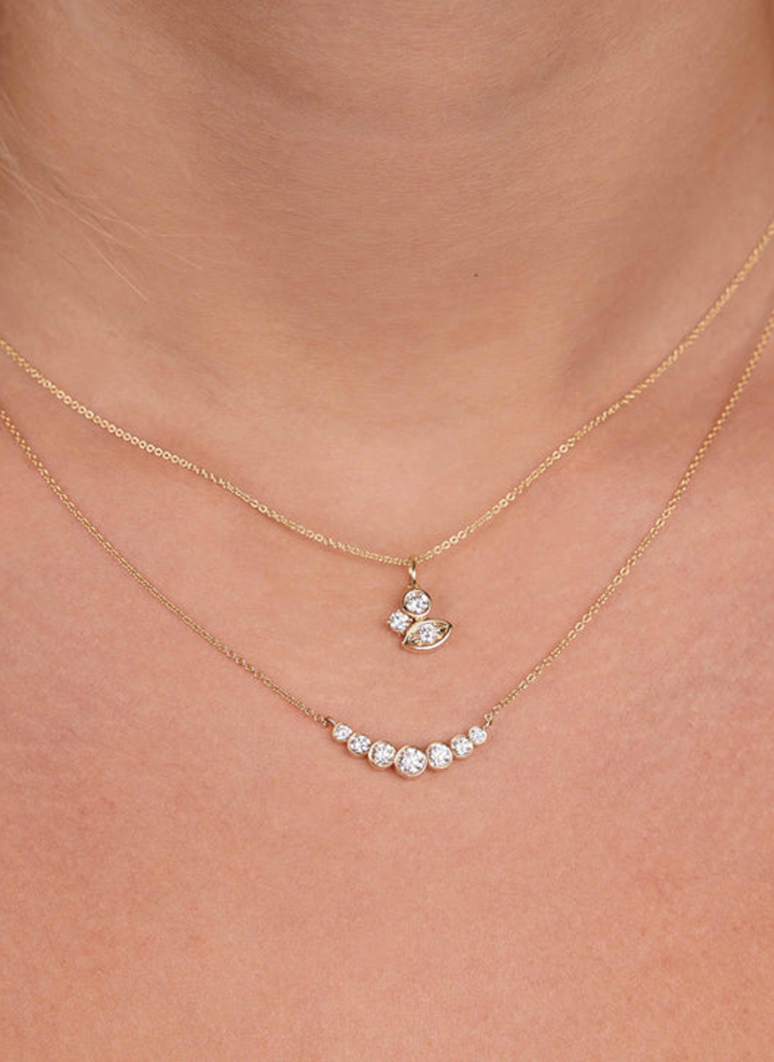 Gold & Diamond Graduated Bezel Necklace - Sydney Evan