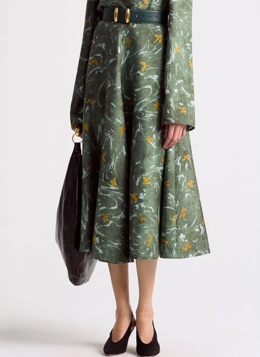 Varda Silk Marbled Floral Skirt - Altuzarra