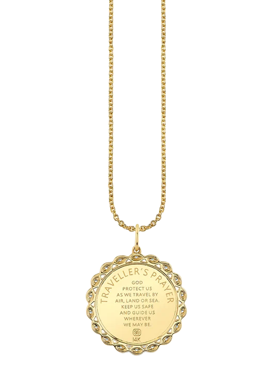 Gold & Diamond Saint Christopher Coin Charm Necklace - Sydney Evan