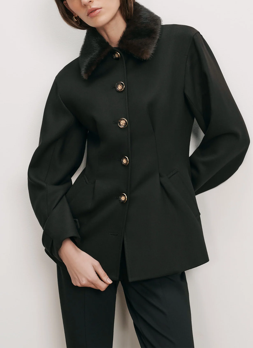 Severine Tailored Jacket with Removeable Collar - Veronica Beard