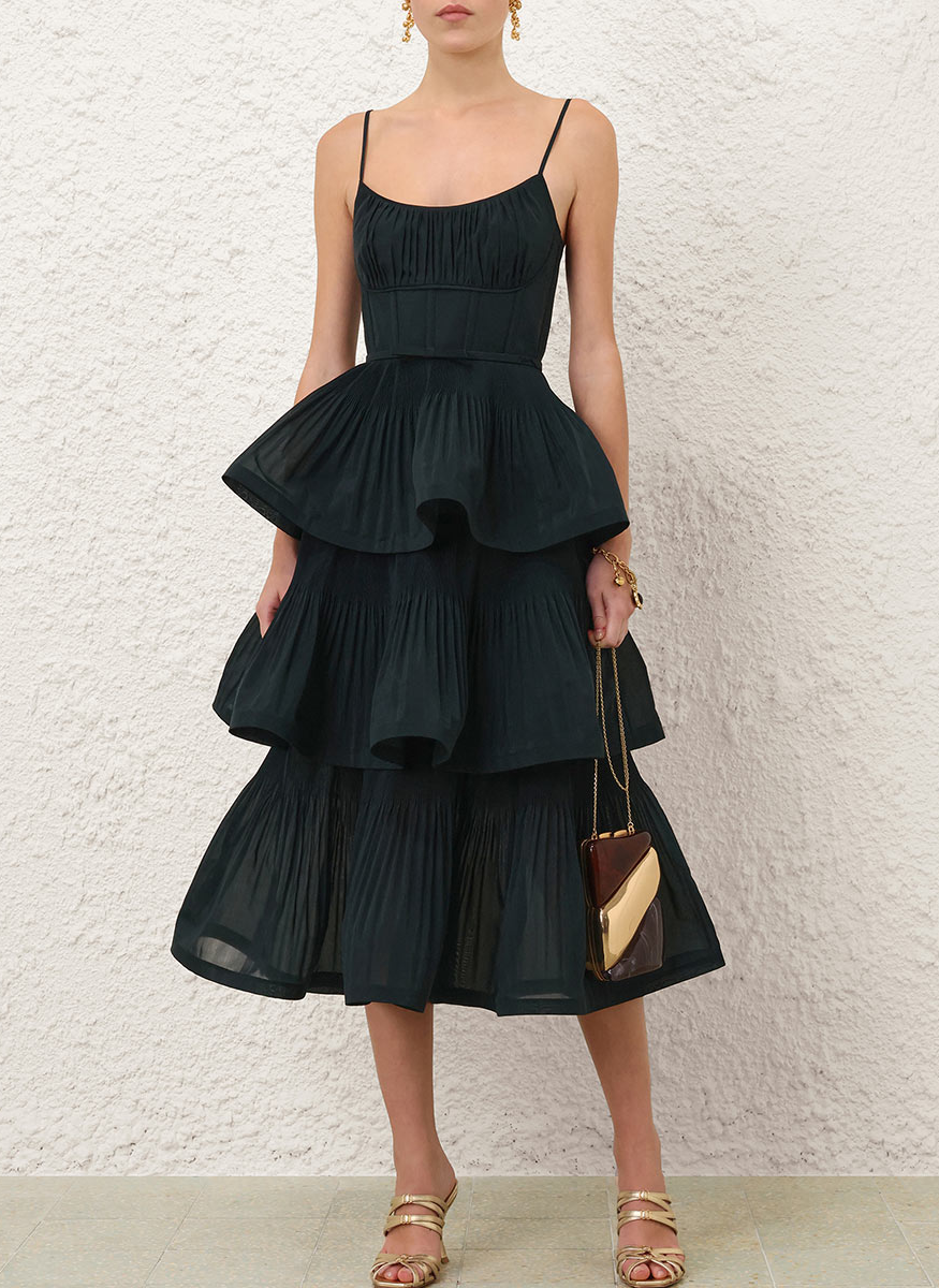 Pleated Tiered Midi Dress - Zimmermann