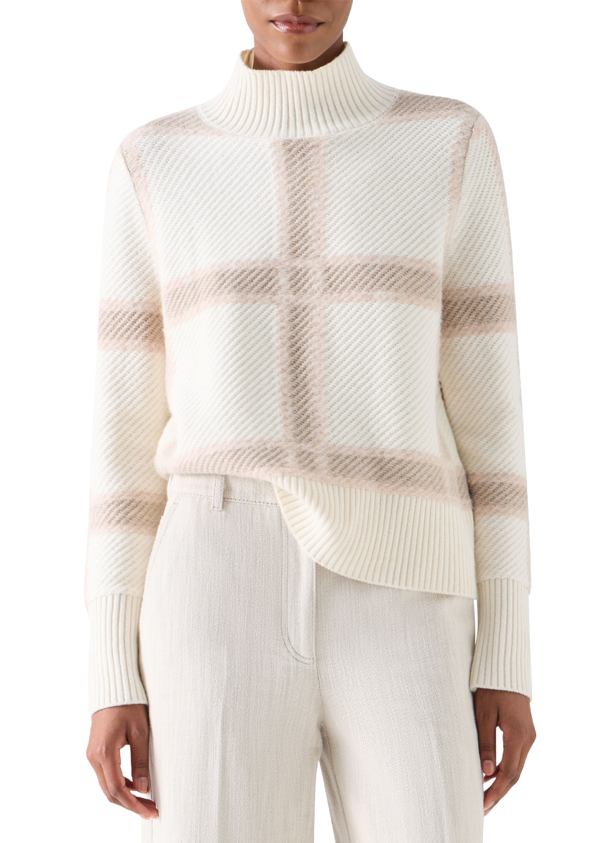Intarsia Plaid Knit Sweater