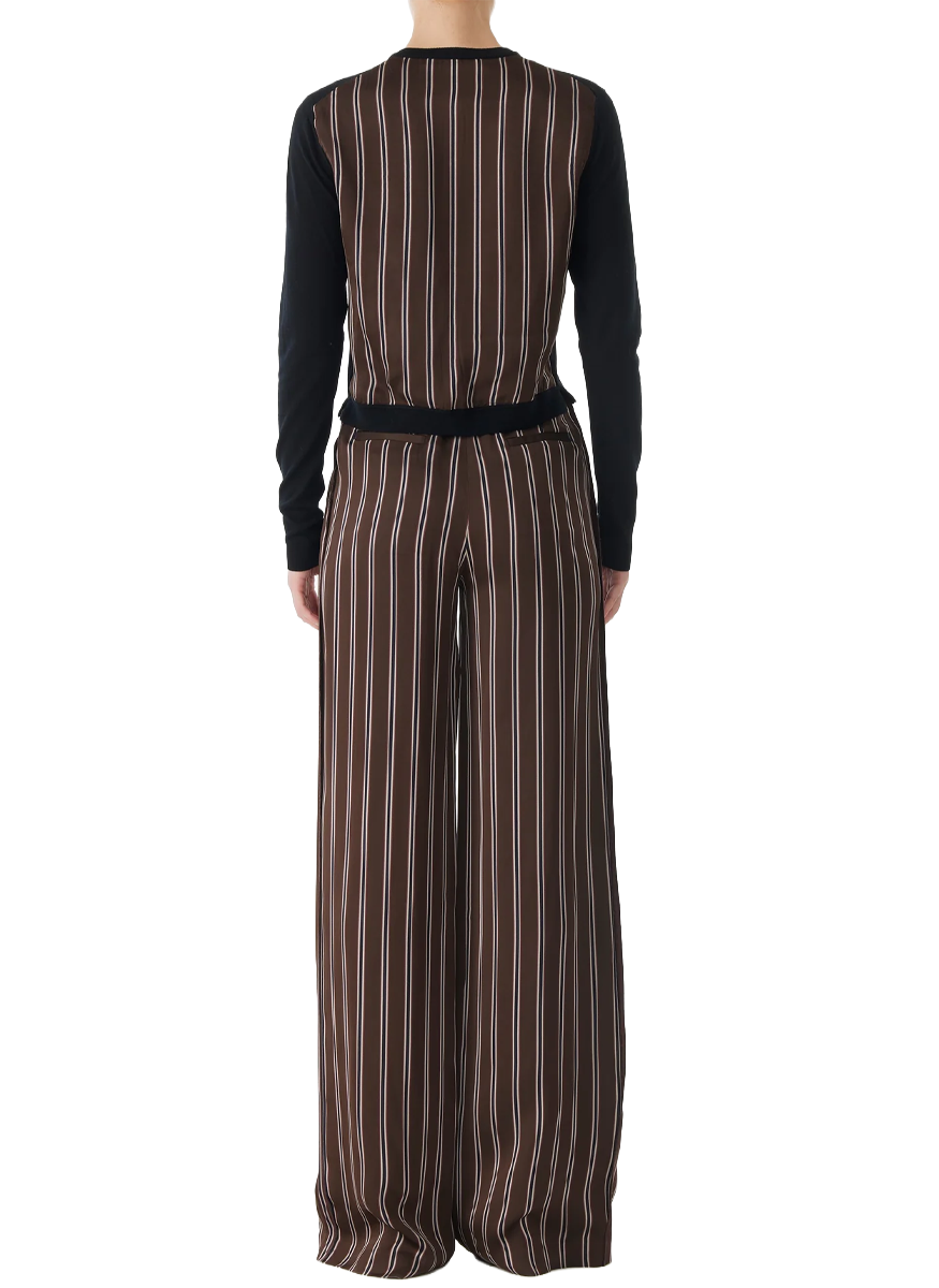 Merino Knit Cardigan with Woven Striped Back - Jason Wu Collection