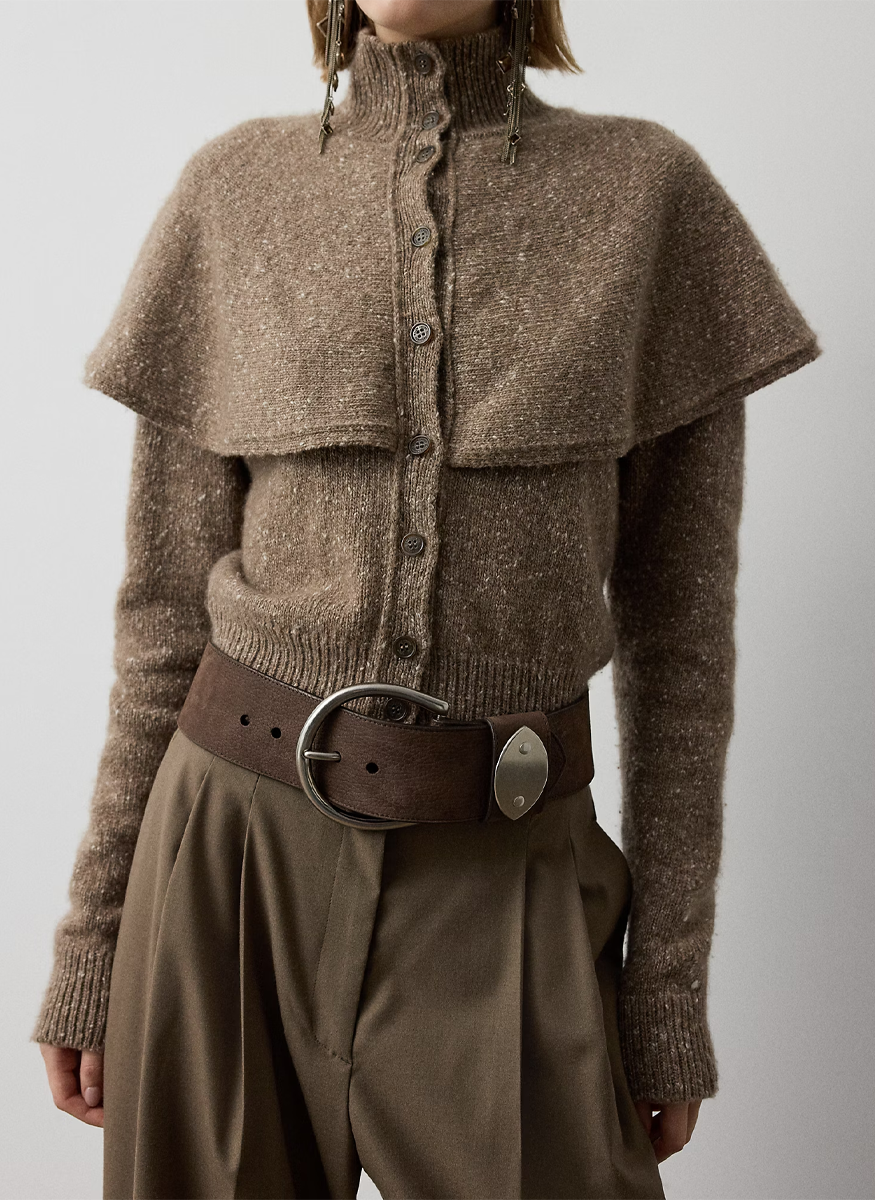 Nubuck Pebbled Leather Wide Belt - Ralph Lauren Collection