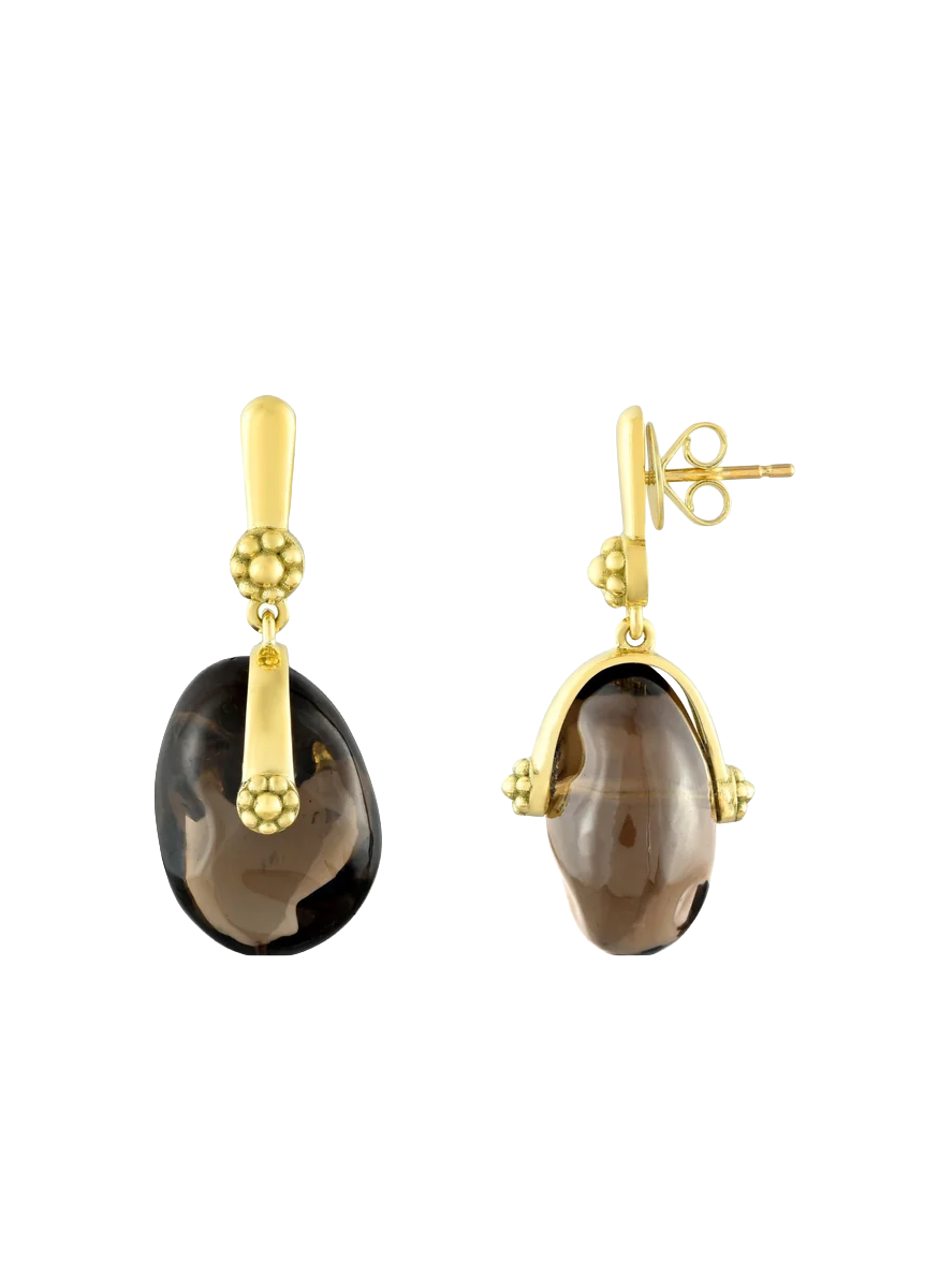 Colors Tumbler Ear Pendants in Smokey Quartz - Van Gelder