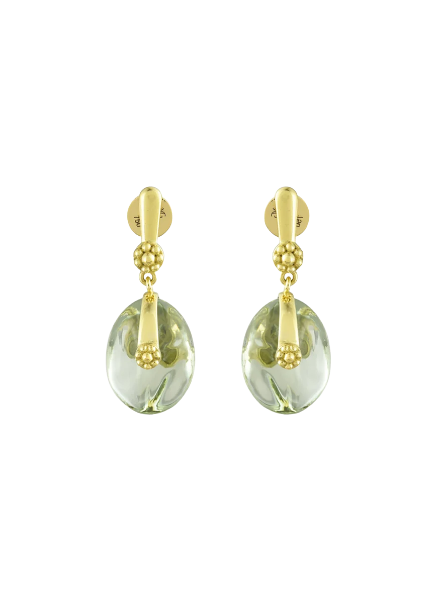 Colors Tumbler Ear Pendants in Green Amethyst - Van Gelder