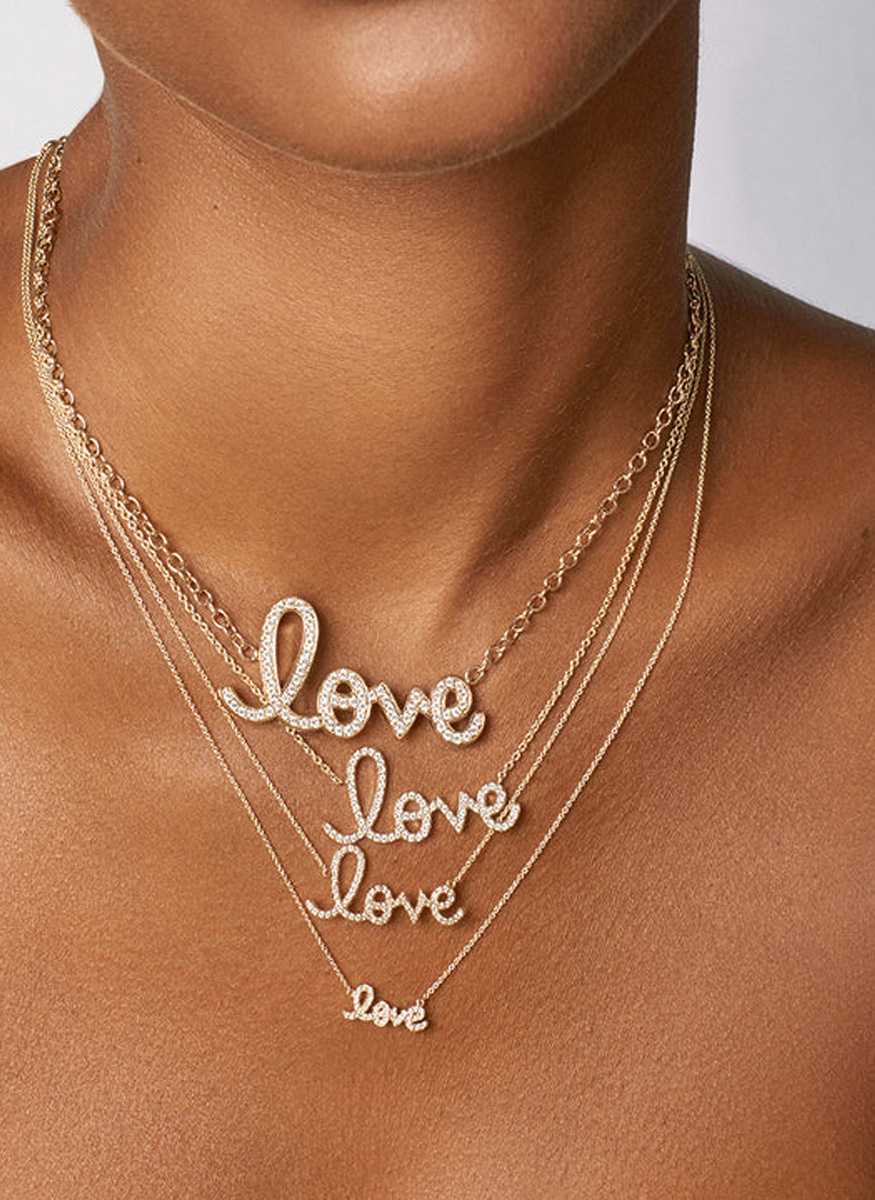 Gold & Diamond Large Love Necklace - Sydney Evan