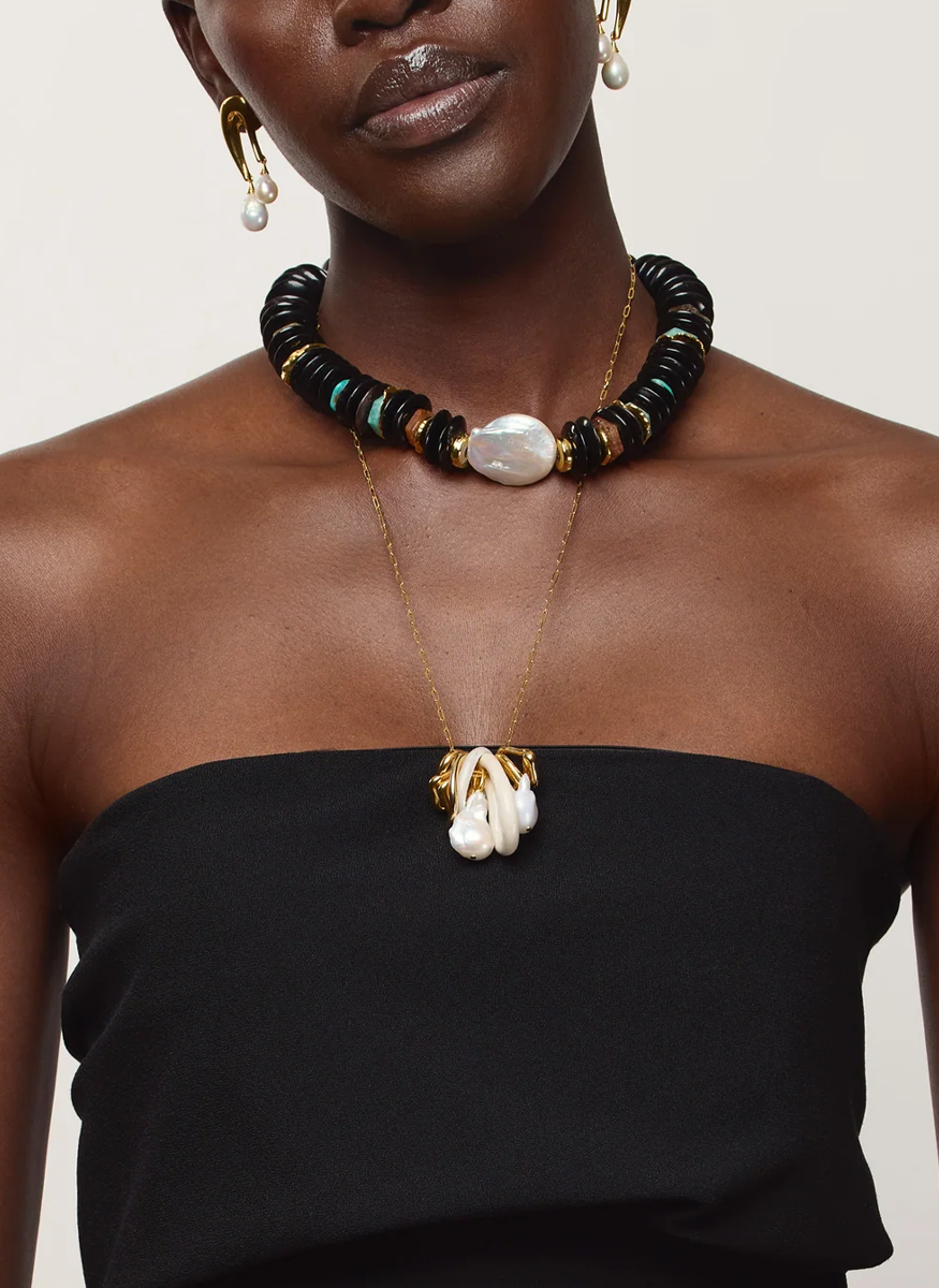 Milano Pearl Necklace, Horn - Lizzie Fortunato