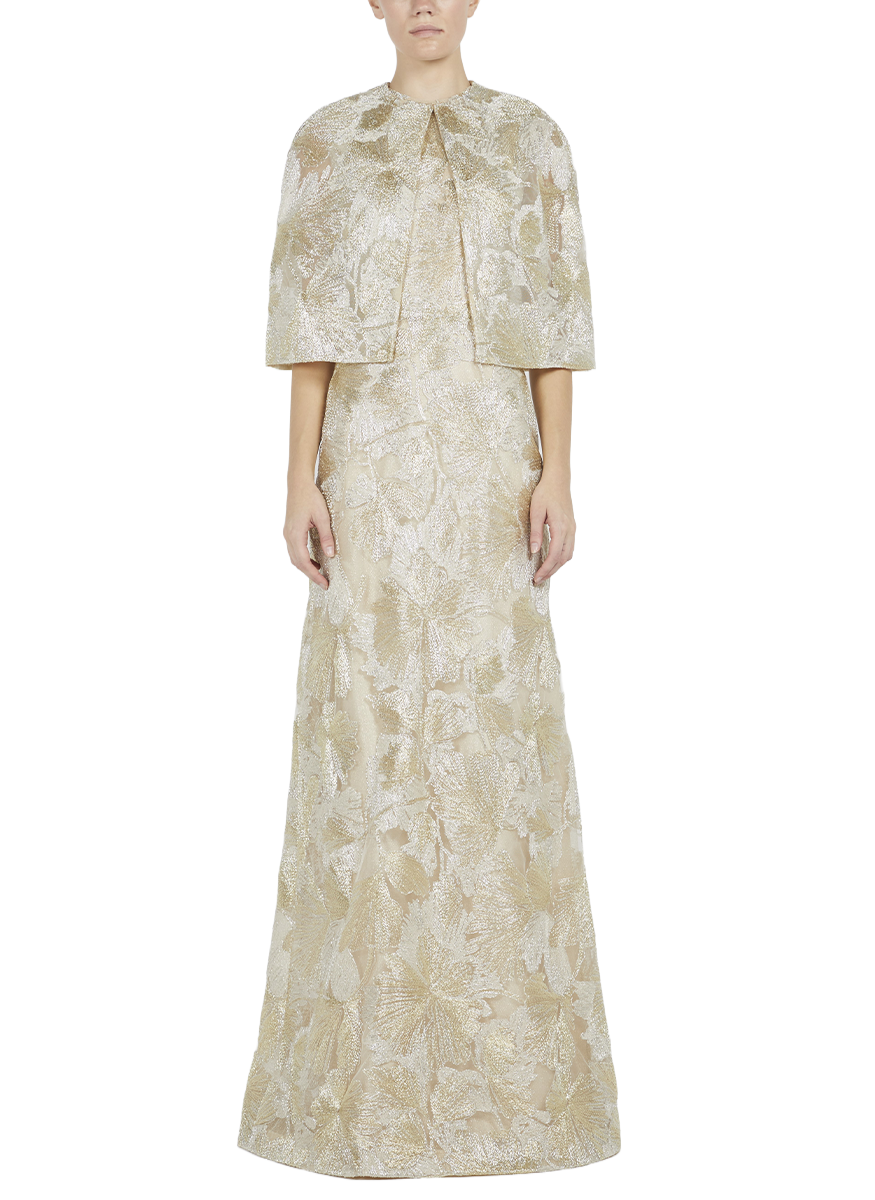 Sleeveless Gold Raffia Gown - Reem Acra