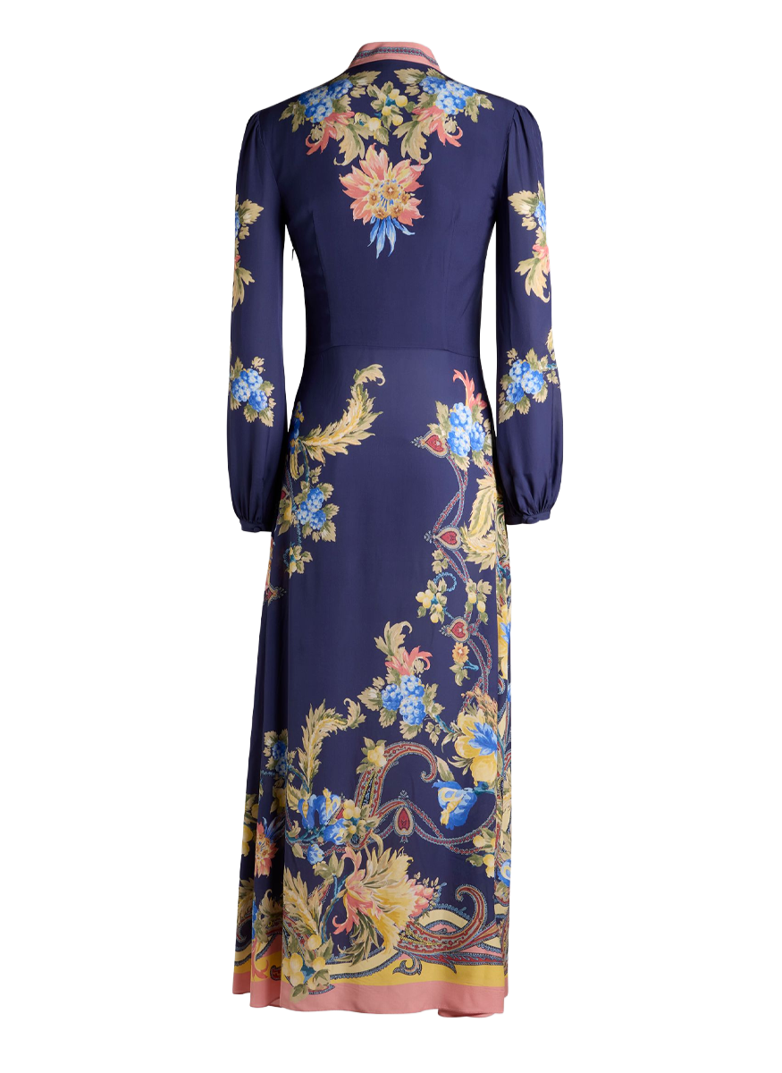 Floral Silk Midi Long Sleeve Dress - ETRO