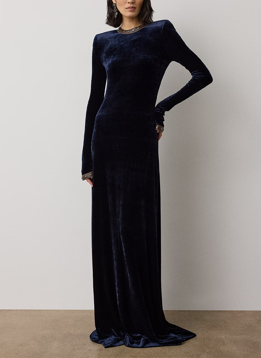 Nancie Velour Evening Dress - Ralph Lauren Collection