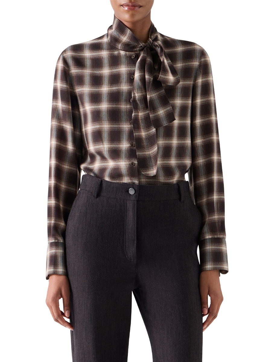 Plaid In Techno-Wool Blouse - Akris Punto