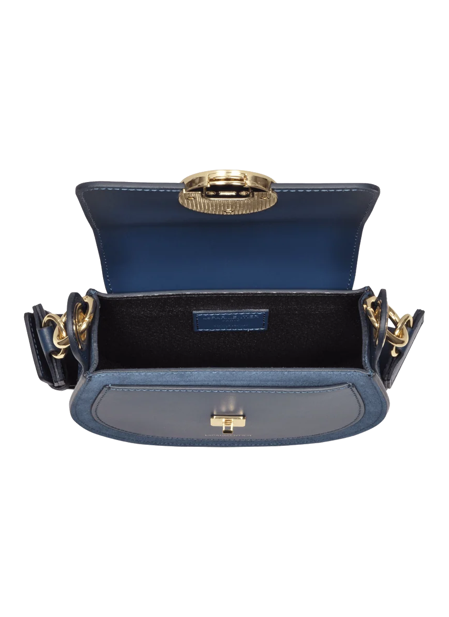 Yucca Suede and Leather Shoulder Bag in Navy - LEPARMENTIER
