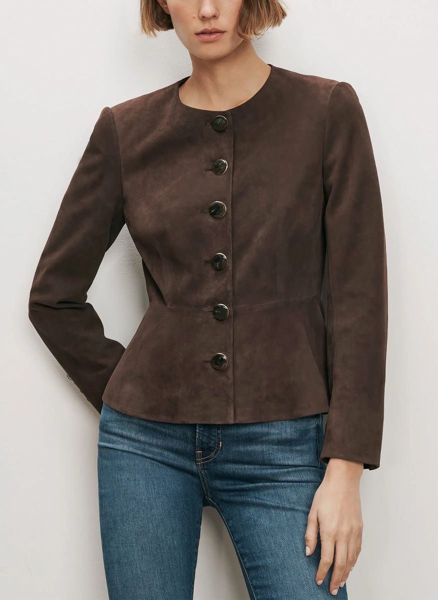 Quinn Suede Peplum Jacket - Veronica Beard