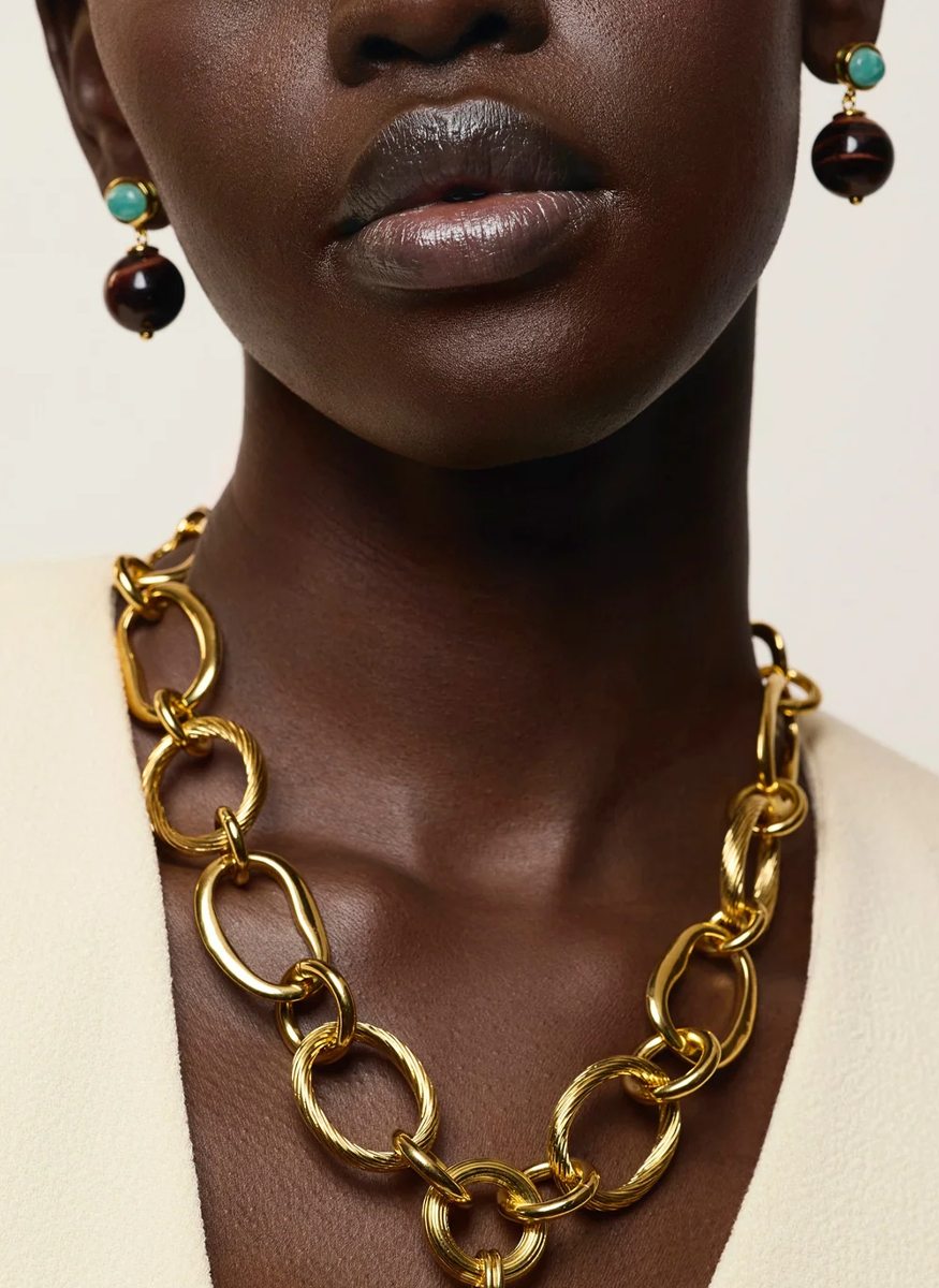 Umbria Earrings In Tiger's Eye - Lizzie Fortunato