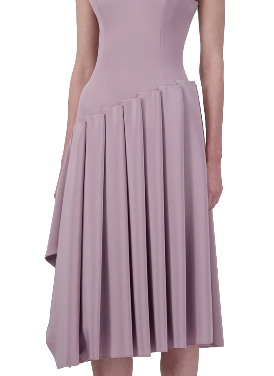Assymetrical Pleated Midi Dress - Georges Hobeika