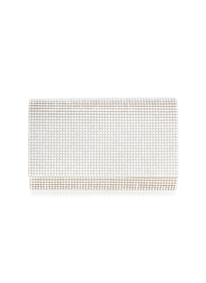 Fizzy Crystal Clutch in White Opal - Judith Leiber Couture