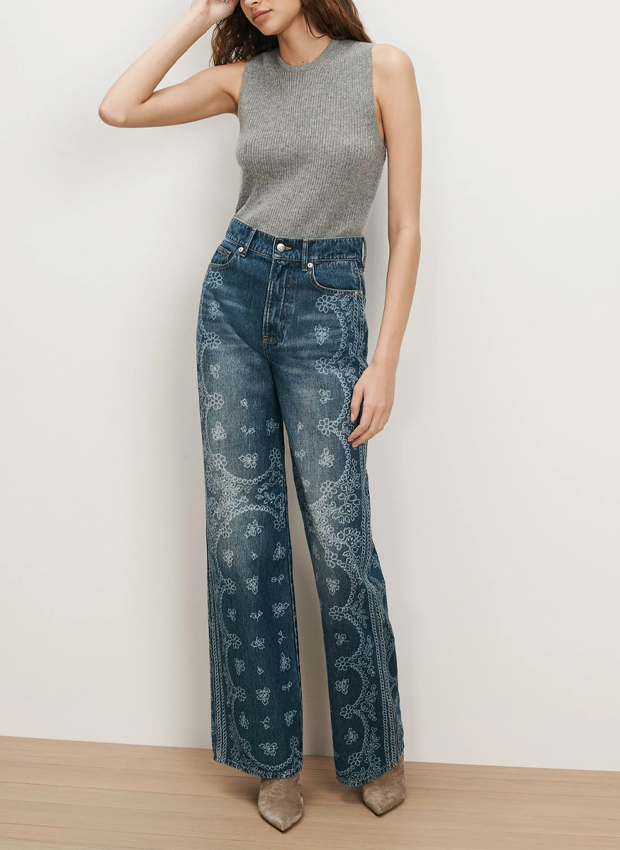 Taylor Bandana Wide-Leg Jean - Veronica Beard