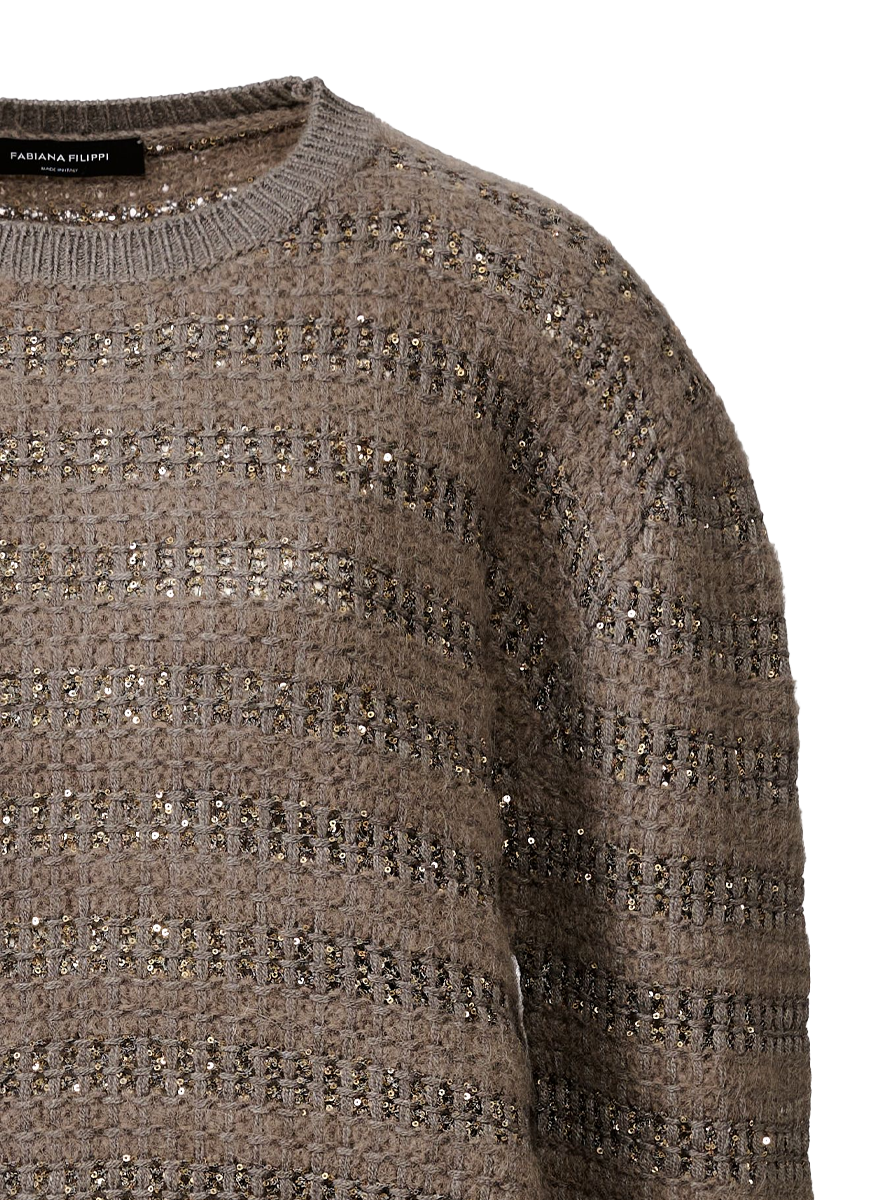 Mohair Platinum Crew Neck Sweater - Fabiana Filippi