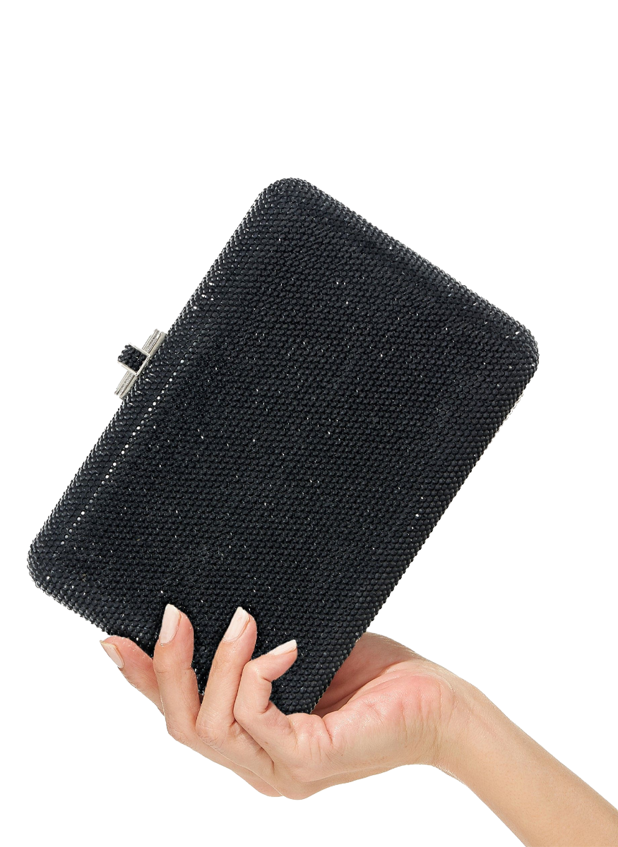 Slim Slide Crystal Clutch in Black - Judith Leiber Couture