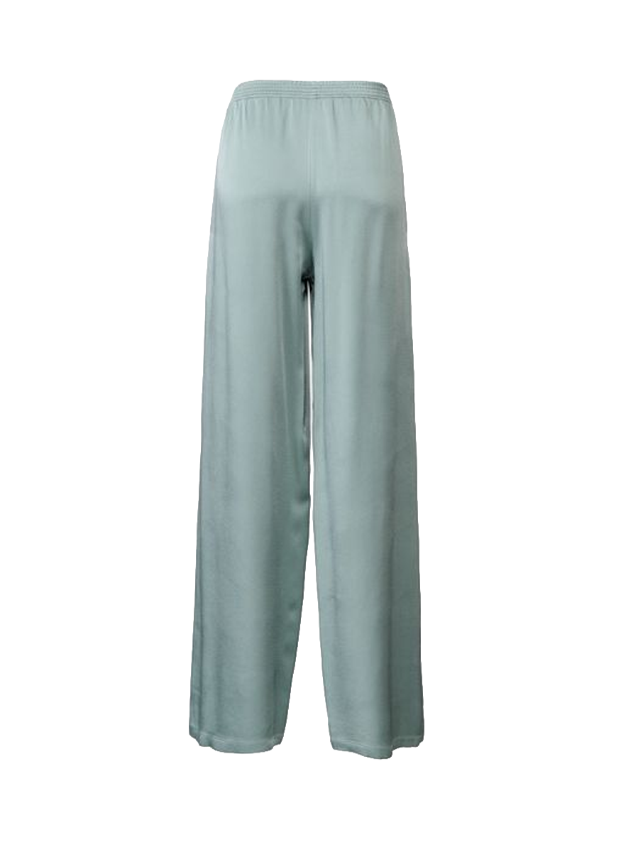 Enver Satin Wide Leg Trousers in Verde - Fabiana Filippi