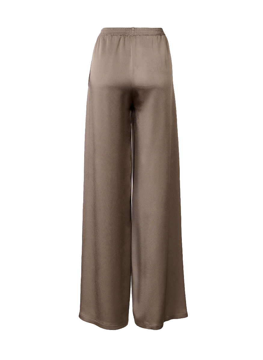 Enver Satin Wide Leg Trousers in Falcon - Fabiana Filippi