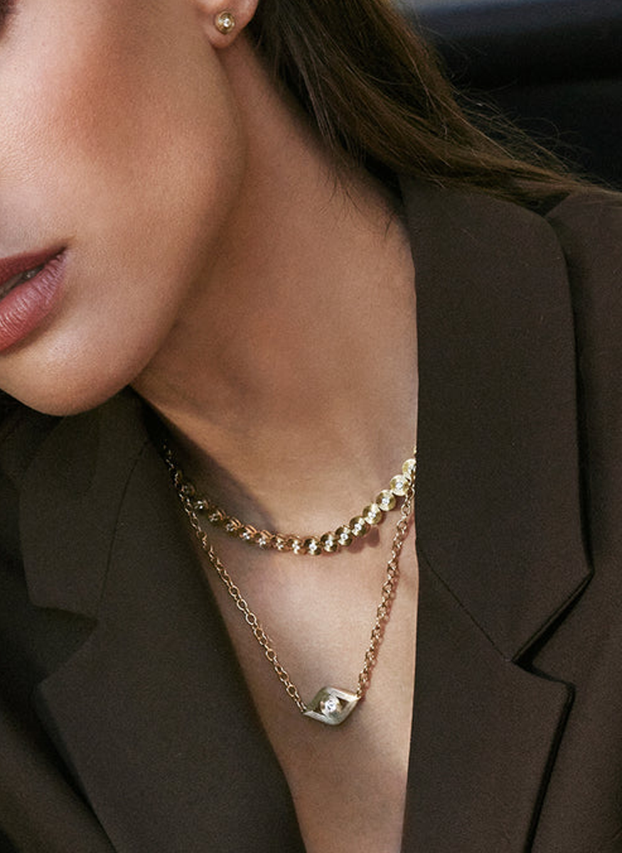 Gold & Diamond Small Fluted Eternity Necklace - Sydney Evan