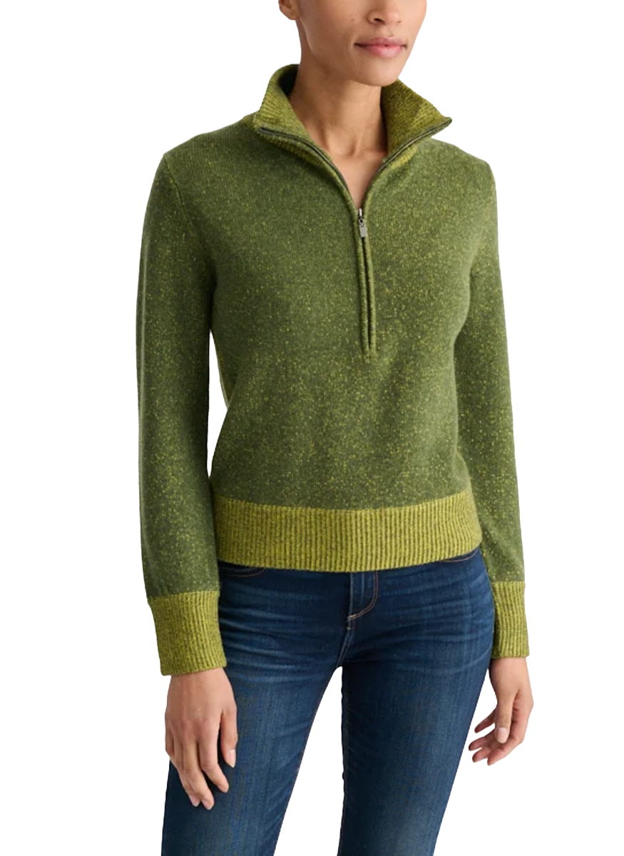 Plaited Zip Mock in Highland and Citrine - Kinross Cashmere