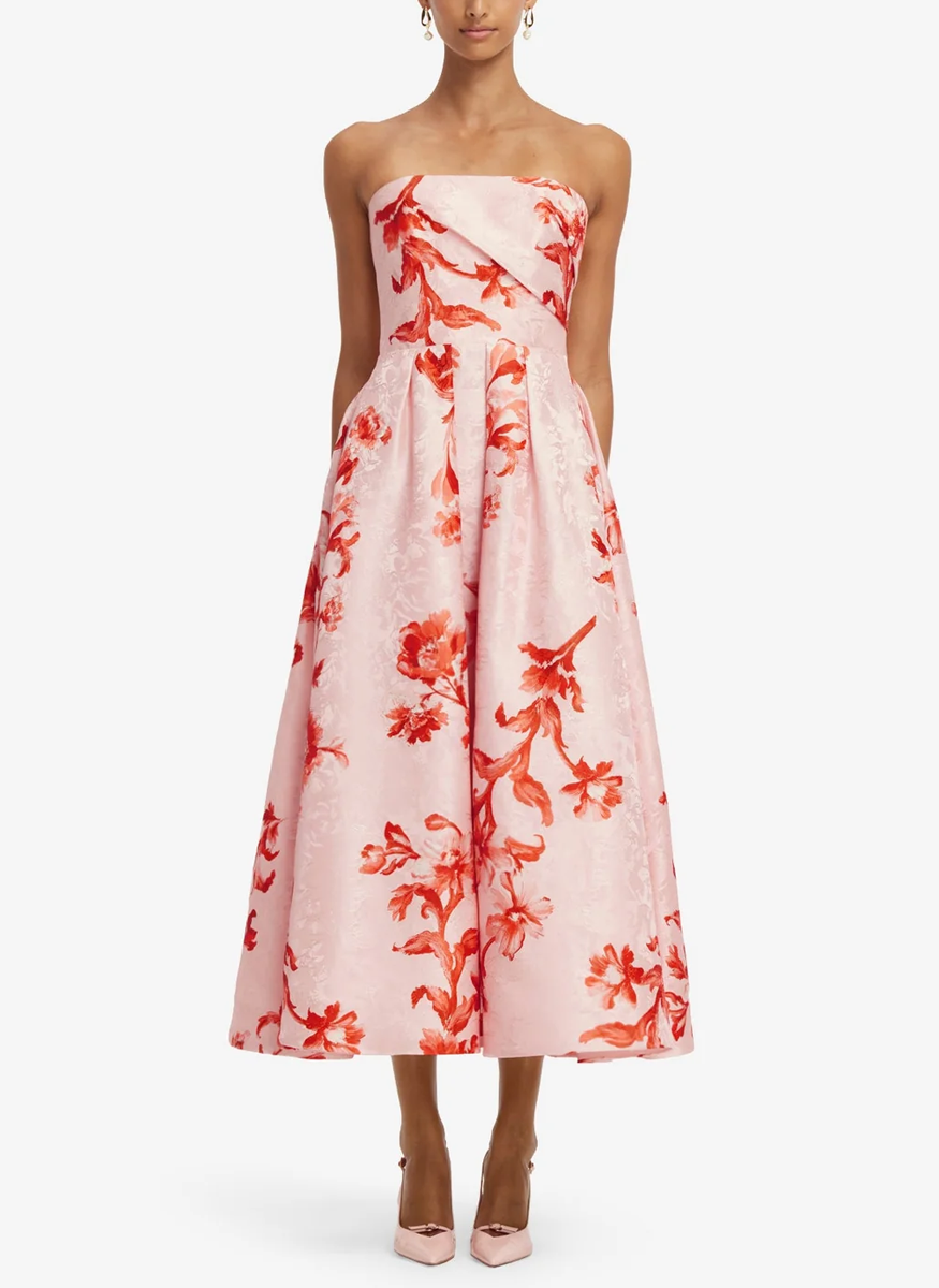 Lynn Jacquard Bustier Midi Dress - Leo Lin