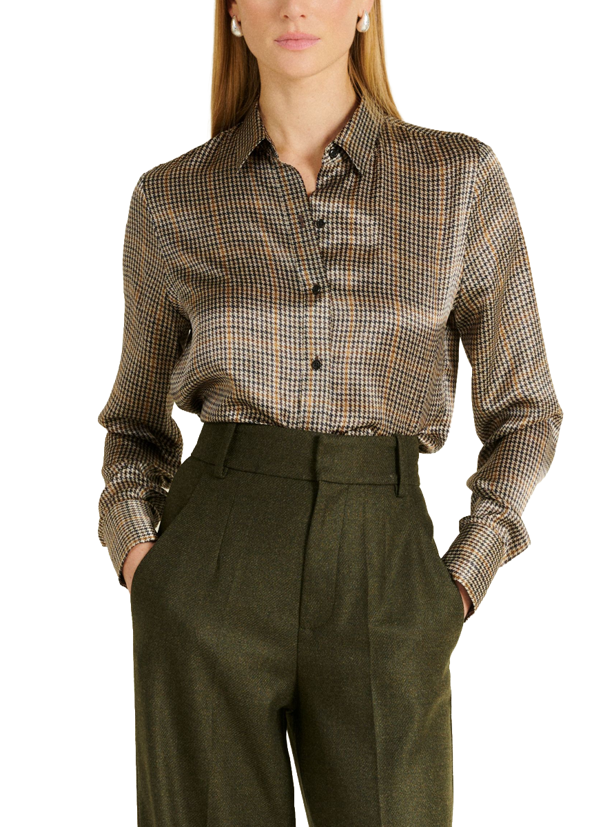 Chiara Herringbone Silk Top - DMN Paris