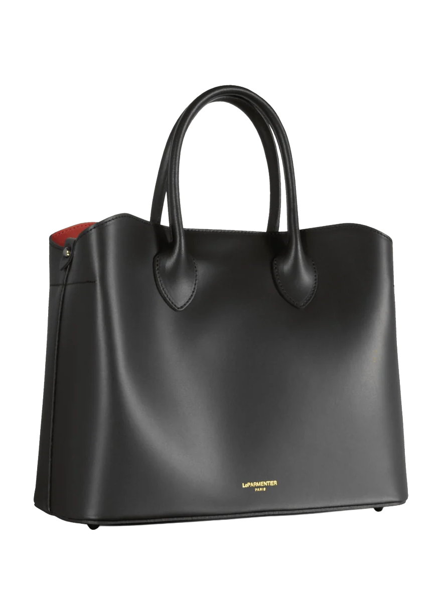 Jackie Leather Tote Bag in Black - LEPARMENTIER